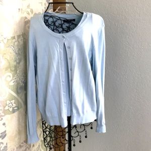 Powder blue sweater twinset. Size large